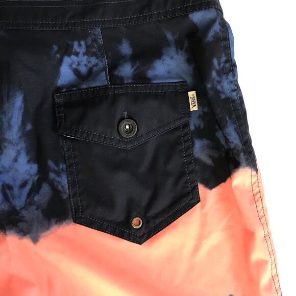 VANS Board Swim Shorts Men 34 Swimming Trunks Blue Orange Ombre Casual EUC - Picture 6 of 13